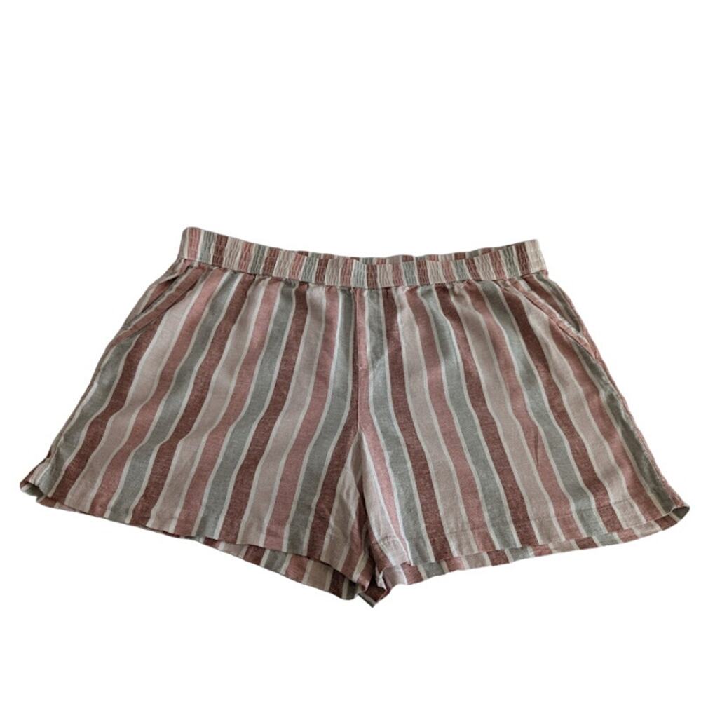 Sanoma Ultra Comfort Wasitband shorts pink/salmon striped Linen/rayon shorts 2x